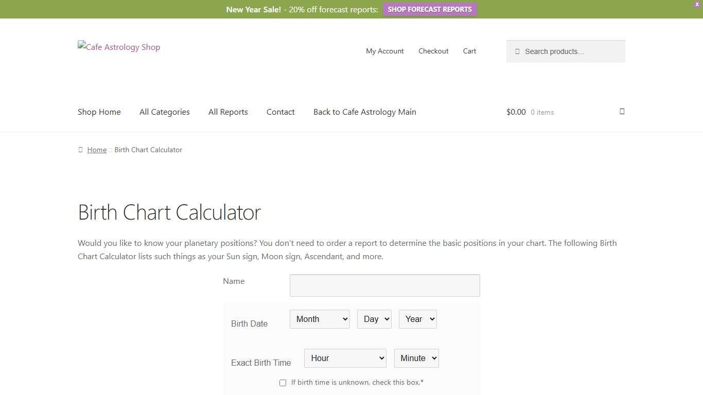 Birth Chart Calculator – Cafe Astrology Shop